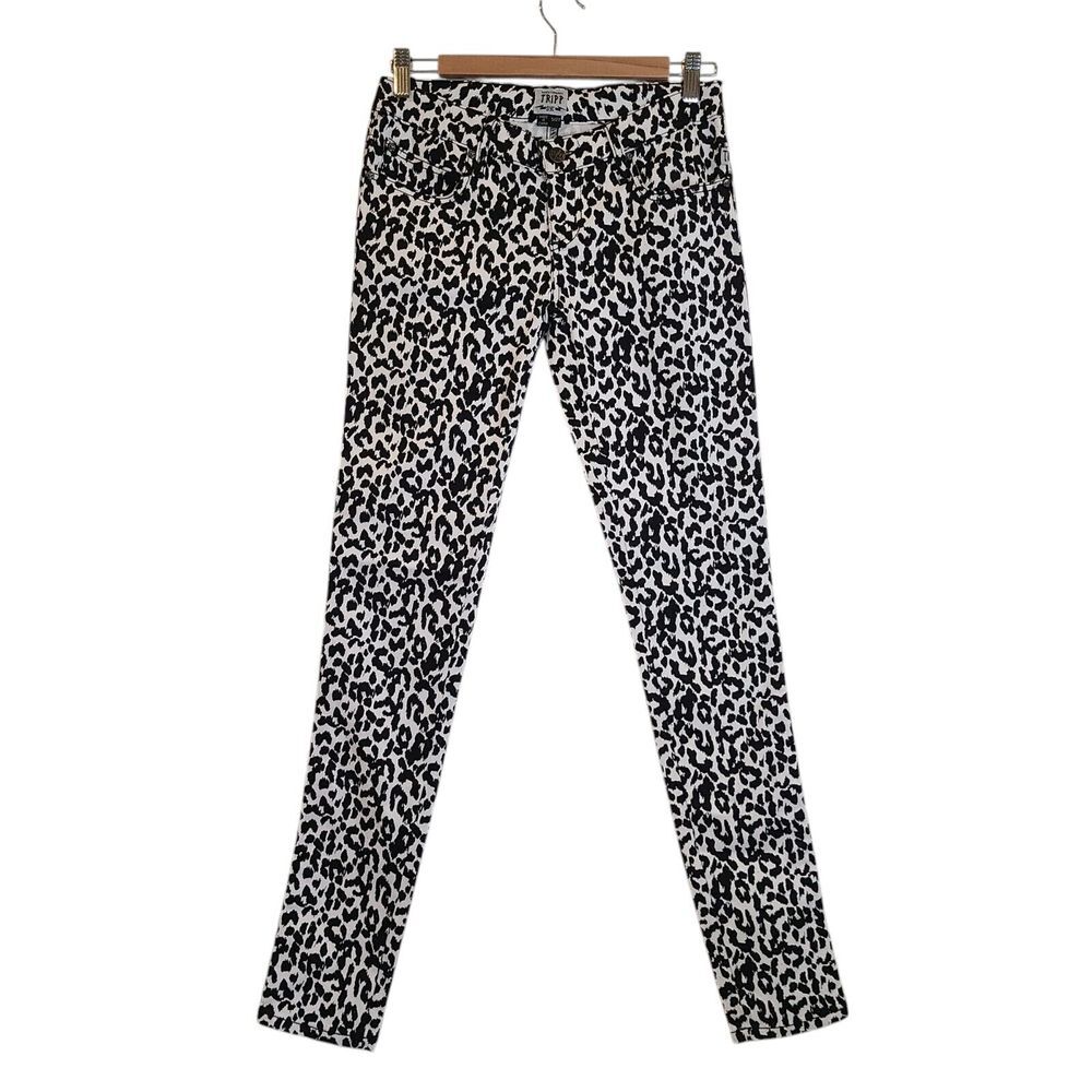 TRIPP NYC Black White Leopard Print Skinny Jeans 5/27 Low Rise Punk Rock